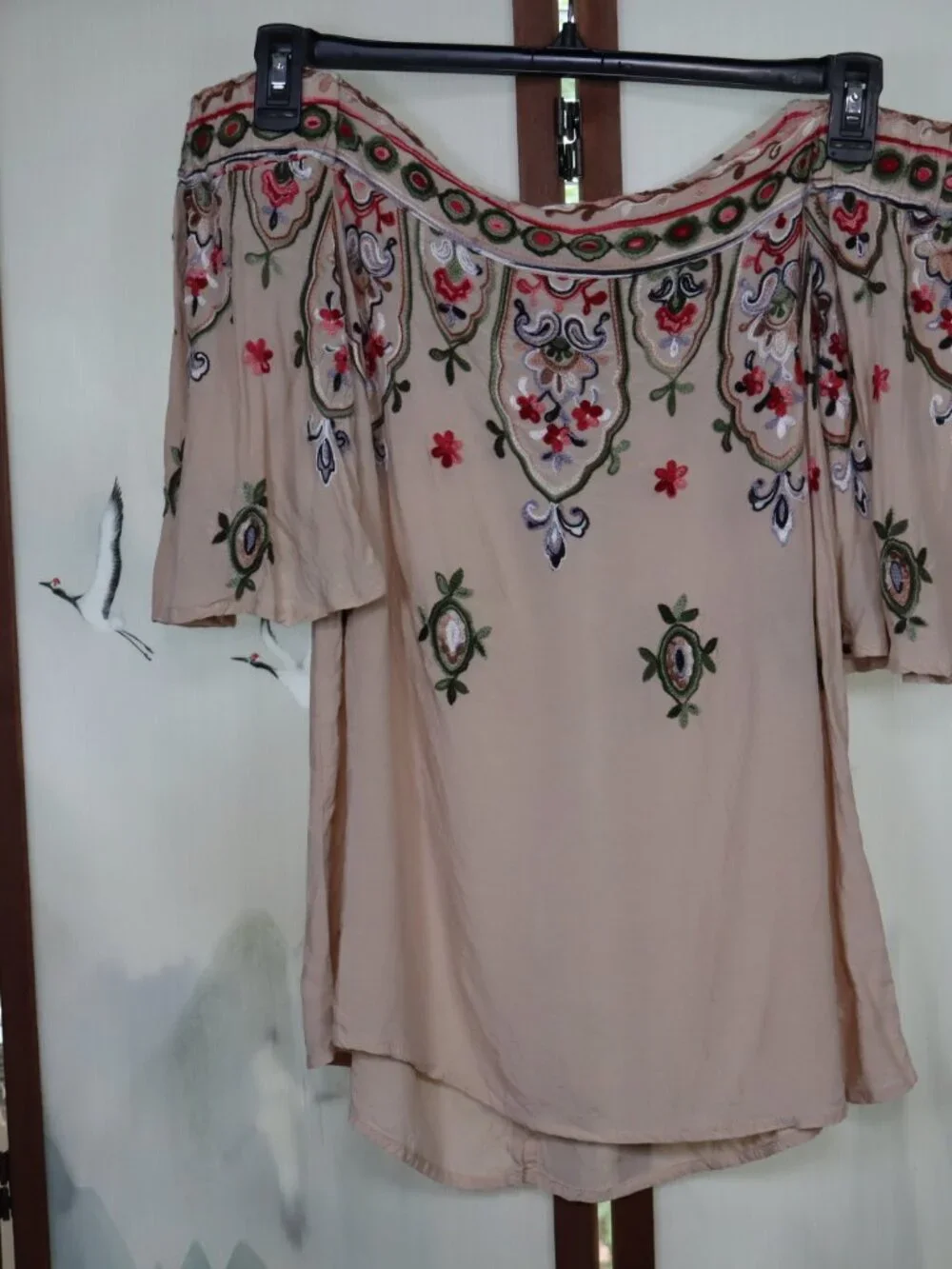 🌸 Democracy Embroidered Off Shoulder Boho Blouse Medium Festival Top 🌸 - Picture 4 of 8